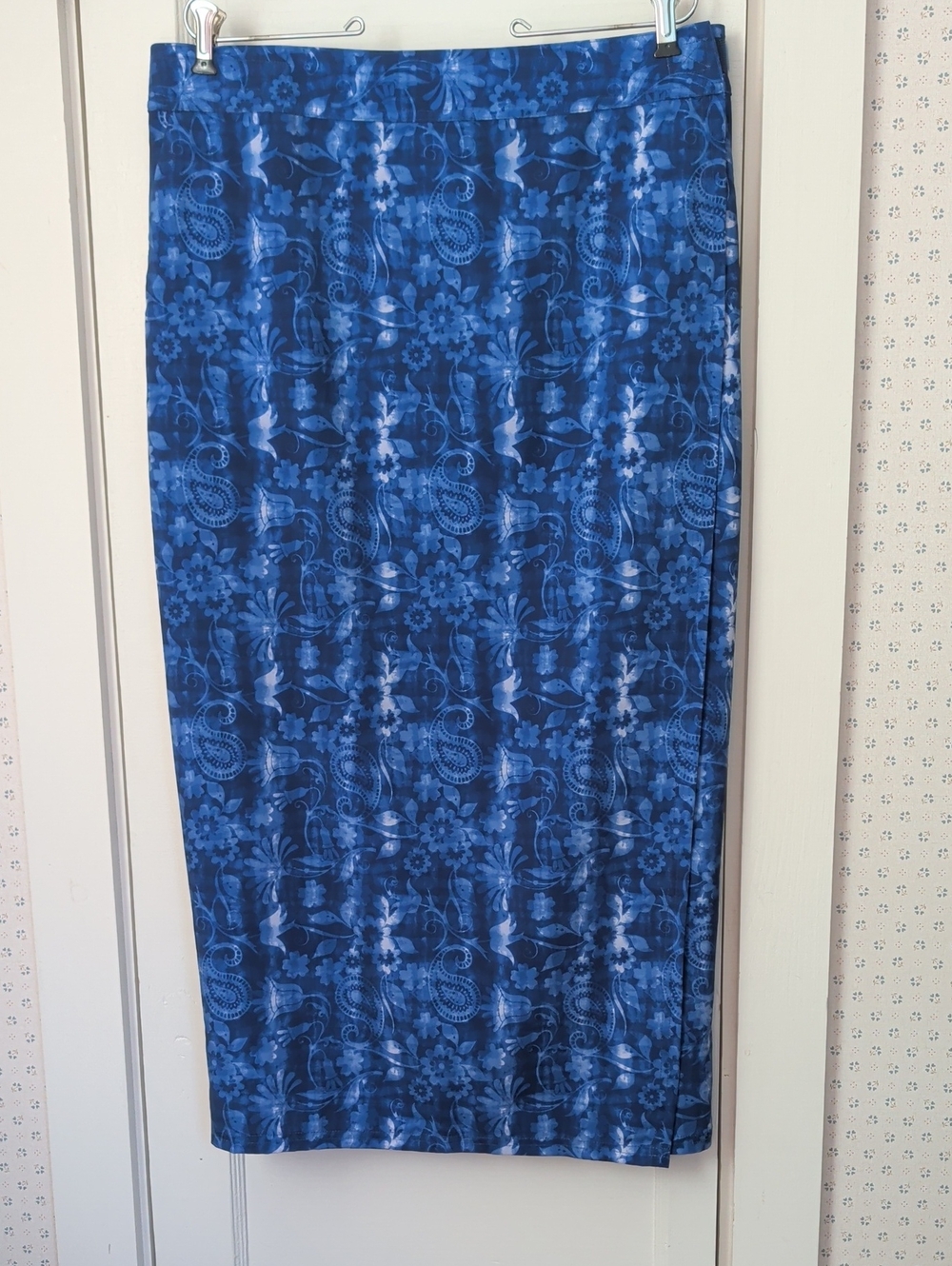Rip Skirt Hawaii Large Blue Floral Paisley Maxi Wrap Skirt Surf Beach Oceanside